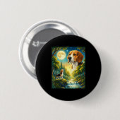 Zum Mond heulendes Meme-Tier Hund Beagle Button (Vorne & Hinten)