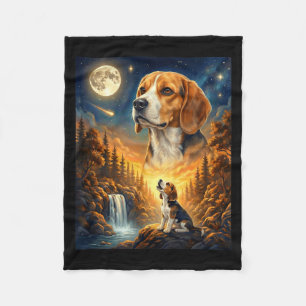 Zum Mond heulendes Meme-Tier Hund Beagle Fleecedecke