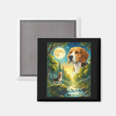 Zum Mond heulendes Meme-Tier Hund Beagle Magnet (Vorderseite/Rückseite)