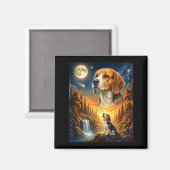 Zum Mond heulendes Meme-Tier Hund Beagle Magnet (Vorderseite/Rückseite)