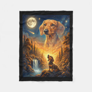 Zum Mond heulendes Meme-Tier Hund Dachshund Fleecedecke