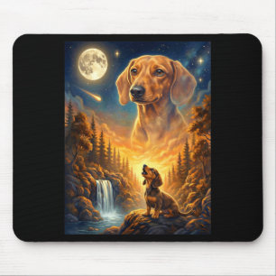 Zum Mond heulendes Meme-Tier Hund Dachshund  Mousepad