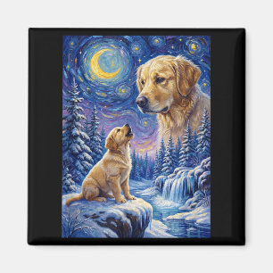 Zum Mond heulendes Meme-Tier Hund golden Magnet