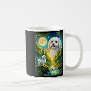 Zum Mond heulendes Meme-Tier Hund Maltese Kaffeetasse