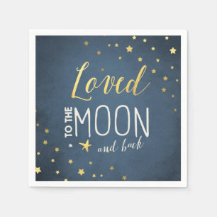 Zum Mond Papier Napkin Baby Duschstars Gold Serviette