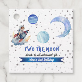 Zum Mond Rakete Weltraum Blau Junge 2. Geburtstag Geschenkanhänger