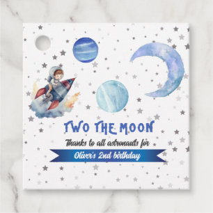 Zum Mond Rakete Weltraum Blau Junge 2. Geburtstag Geschenkanhänger