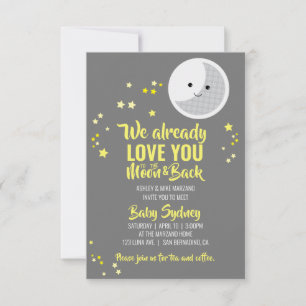 zum Mond SIP & SEE Babydusche GRAY GELB Einladung
