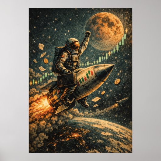 Zum Mond - Trading Astronaut, Forex, Crypto Poster (Vorne)