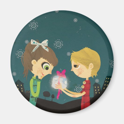 Zum Mond und zum Button Magnet (Vorne)