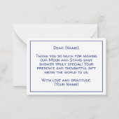 Zum Mond und zurück Danke, Junge Dusche Mitteilungskarte (Rückseite)