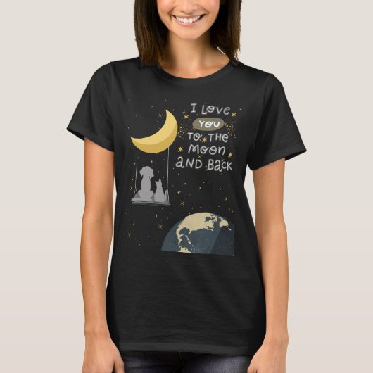 Zum Mond und zurück Hund & Katze T-Shirt (Vorderseite)