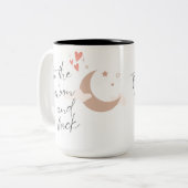 Zum Mond und zurück Niedliche Herzen und Mond Zweifarbige Tasse (Vorderseite Links)