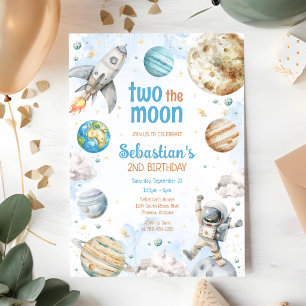 Zum Mond Weltraum Astronaut 2. Geburtstag Einladung