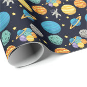 Zum Mond Weltraum Mond und Sterne Astronaut Geschenkpapier (Rolleneckpunkt)