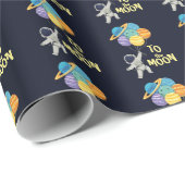 Zum Mond Weltraum Mond und Sterne Astronaut Geschenkpapier (Rolleneckpunkt)