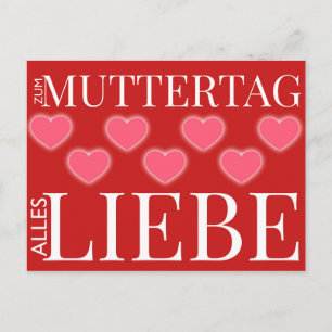 Zum Muttertag alles Liebe mit Herzen! Postkarte
