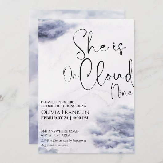 zum neunjährigen Cloud-Geburtstag Einladung (Vorne/Hinten)