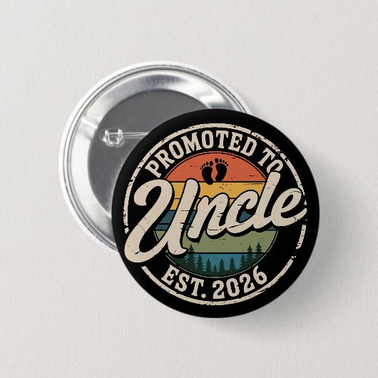 Zum Onkel befördert Erw. 2026 Schwangerschaftsankü Button (Vorne & Hinten)