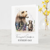 Zum Opa am Vatertag. Aquarellbären Karte (Gelbe Blume)