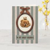 Zum Opa am Vatertag. Niedliche Teddy Bears Karte (Gelbe Blume)