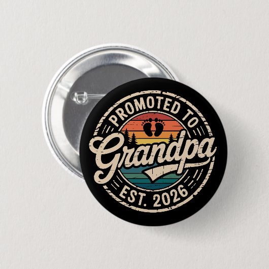 Zum Opa befördert Est 2026 Schwangerschaft Retro Button (Vorne & Hinten)