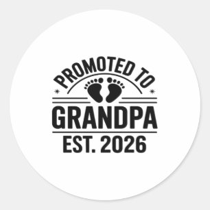 Zum Opa befördert, Gegr. 2026, Lustiger Neuer Opa  Runder Aufkleber