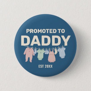 Zum Papa befördert Benutzerdefinierte blaue Babypa Button