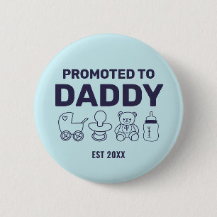 Zum Papa befördert Benutzerdefinierte blaue Babypa Button