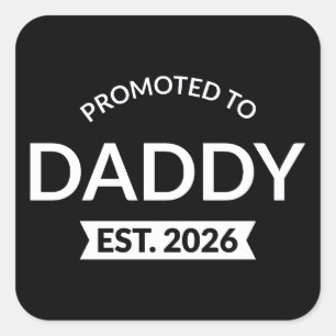 Zum Papa befördert Est. 2026 II Quadratischer Aufkleber