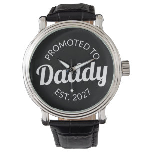 Zum Papa Befördert Est 2027 Neuer Papa Baby Shower Armbanduhr