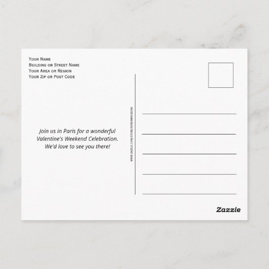 ZUM PARIS-Eiffelturm HINZUGEFÜGT Postkarte (Rückseite)