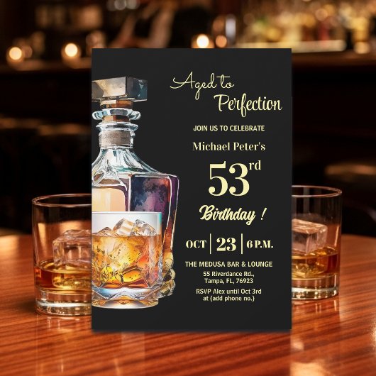 Zum perfekten Alter gereifter Mann 53. Whiskey-Geb Einladung
