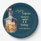 Zum perfekten Alter gereifter Mann 77. Whiskey-Geb Pappteller (Vorderseite)