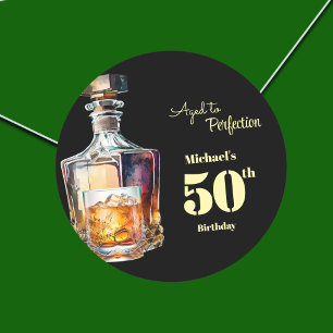 Zum perfekten Alter - Herren 50. Whiskey Geburtsta Runder Aufkleber