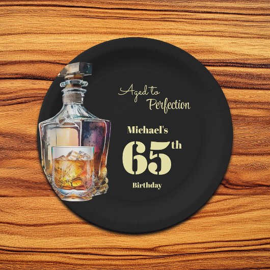 Zum perfekten Alter - Herren 65. Whiskey-Geburtsta Pappteller