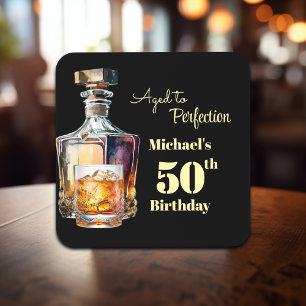 Zum perfekten Alter Mann 50. Whisky Geburtstag Getränkeuntersetzer