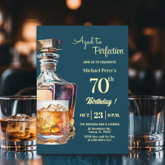 Zum perfekten Alter Mann 70. Whiskey-Geburtstag Einladung