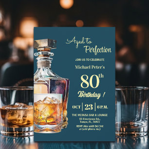 Zum perfekten Alter Mann 80. Whisky-Geburtstag Einladung