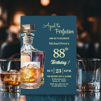 Zum perfekten Alter Mann 88. Whiskey-Geburtstag Einladung