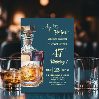 Zum perfekten Alter Männer 47. Whiskey Geburtstag Einladung