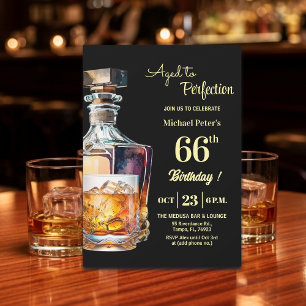 Zum perfekten Alter Männer 66. Whiskey Geburtstag  Einladung