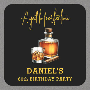 Zum perfekten Alter Zigarren Whisky 60. Geburtstag Rechteckiger Pappuntersetzer