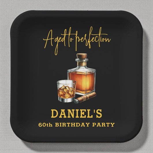 Zum perfekten Altern Zigarre Whiskey 60. Geburtsta Pappteller