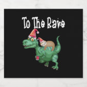 Zum Rave Baum Rex Funny Sloth reiten Dinosaurier C Schaumweinetikett (Einzelnes Label)