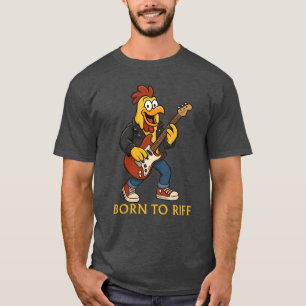 Zum Riff Geboren, Lustiger Hahn Gitarre Spielend T-Shirt