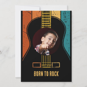 Zum Rocken geborene Vintage-Gitarre Geburtstags-Ei Einladung