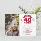 Zum Ruby 40. Hochzeitstag 2 Foto Einladung (Stehend Vorderseite)