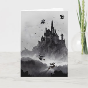 Zum Schloss fliegen wir Halloween Feiertagskarte