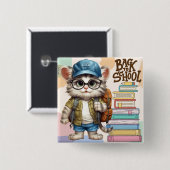 Zum Schulbeginn niedliche Katze mit Rucksack Button (Vorne & Hinten)